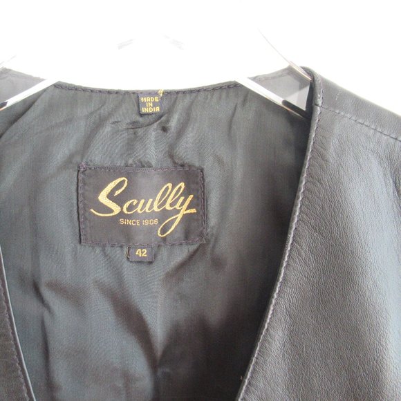 Scully Leather Harley Davidson Patch Men Vest X Large Pockets Fully Lined Black - Picture 4 of 15